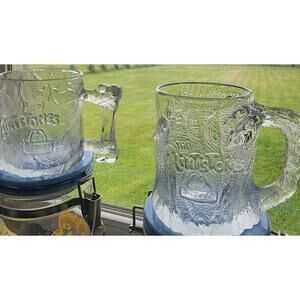 1993 Vintage FLINSTONES McDonalds Glass Mugs RocDonalds Set of 2 See Pic